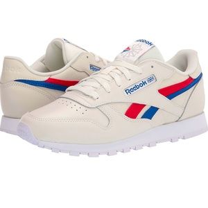 Reebok Women's Classic Leather Sneaker: Chalk/Vector Red/Vector Blue